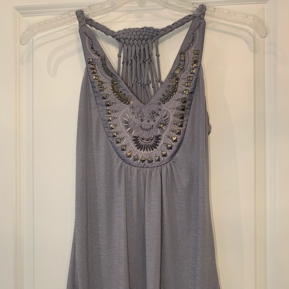 Gray Razorback tank top with embellishments